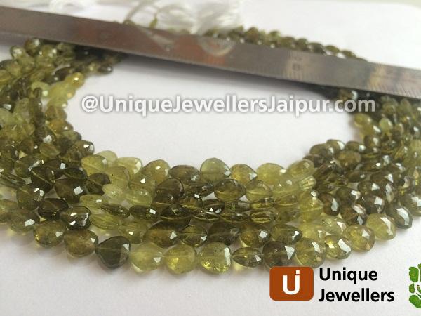 Grossular Garnet Faceted Heart Beads