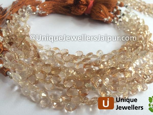 Brown Imperial Topaz Faceted Heart Beads