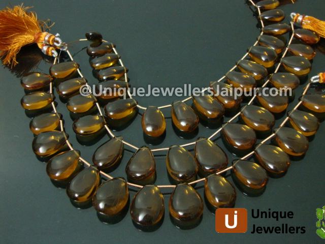 Cognac Quartz Plain Pear Beads