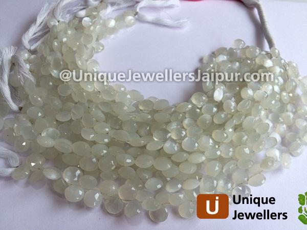 White Moonstone Far Faceted Pear Beads