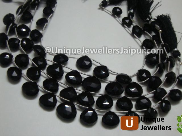 Black Onyx Faceted Heart Beads