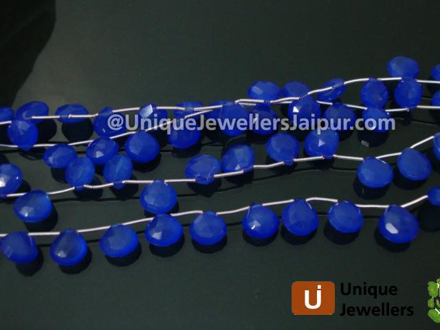 Tanzanite Blue Chalsydony Faceted Heart Beads