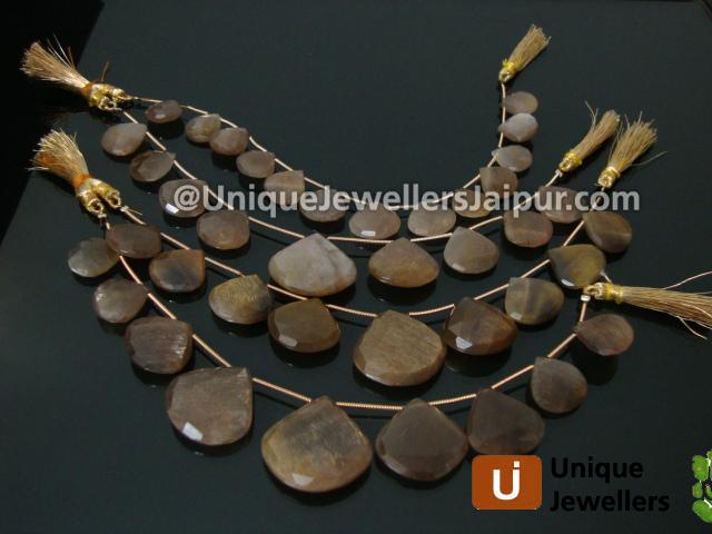 Golden Feldsphar Far Faceted Heart Beads