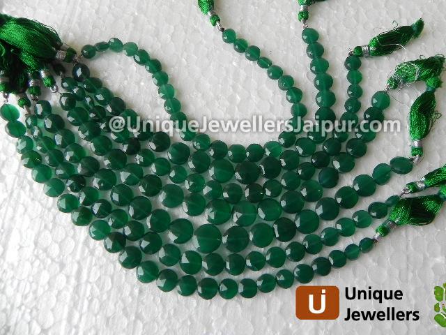 Green Onyx Faceted Coin Beads