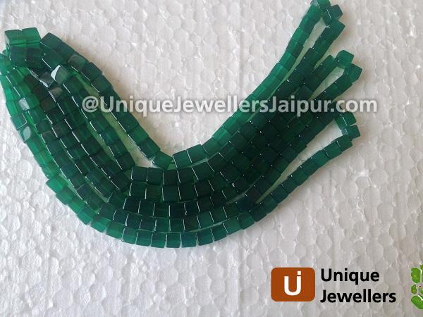 Green Onyx Plain Cube Beads