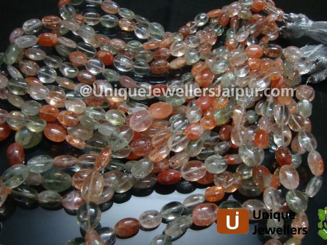 Multi Sunstone Plain Oval Beads