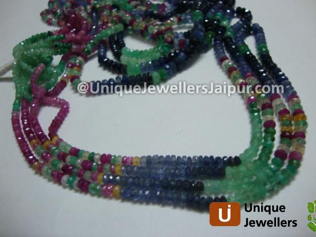 Multi Precious Faceted Roundelle Beads