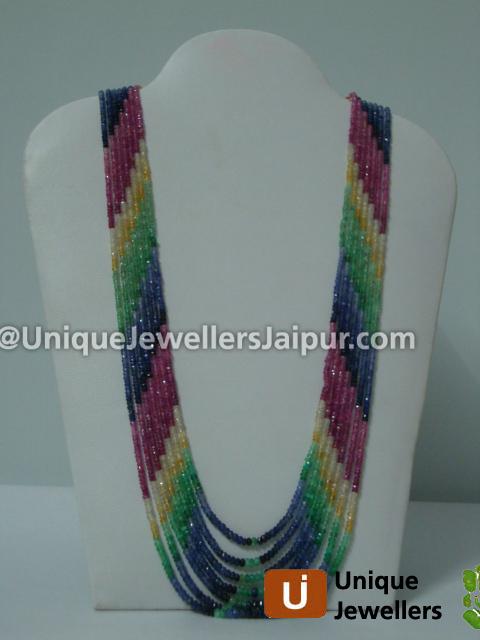 Multi Precious Faceted Roundelle Beads