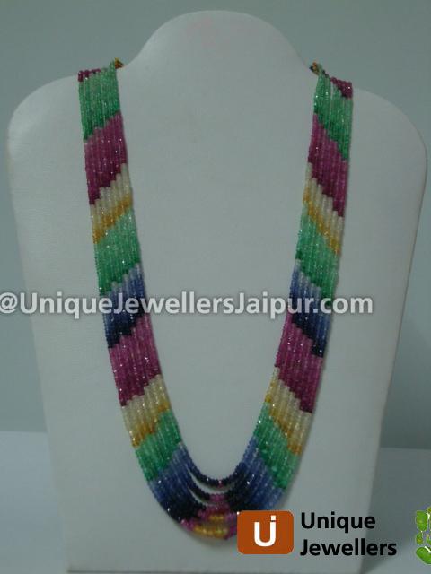 Multi Precious Faceted Roundelle Beads