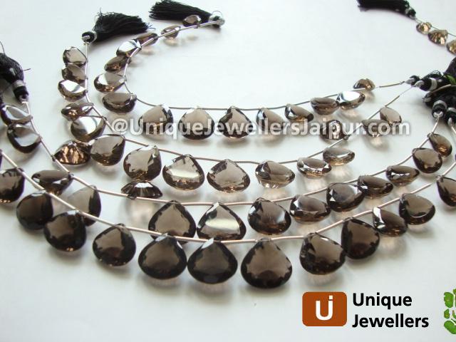 Smokey Concave Cut Heart Beads