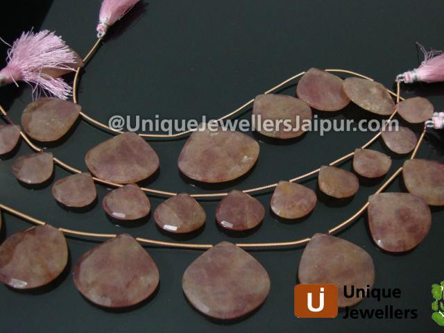 Strawberry Quartz Far Faceted Heart Beads