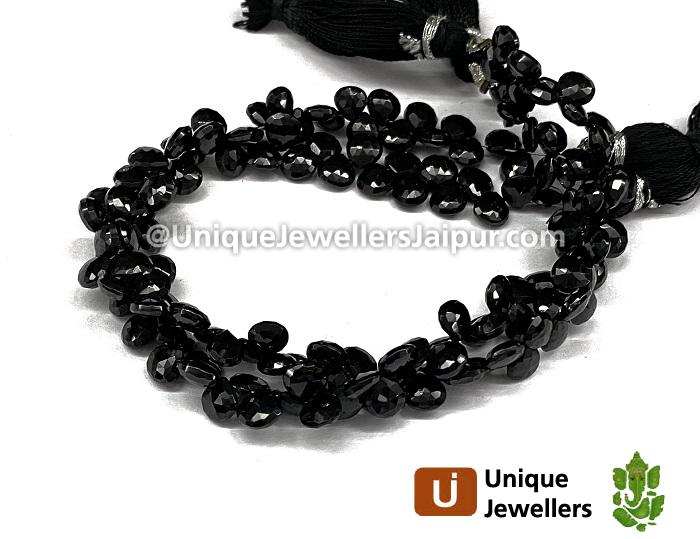 Black Spinel Briollete Heart Beads