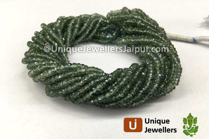 Greenish Blue Songea Sapphire Faceted Roundelle Beads