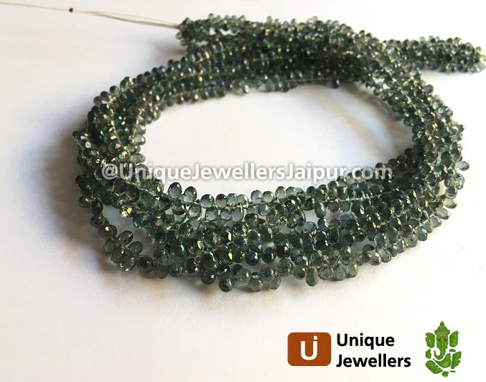 Bluish Green Songea Sapphire Faceted Drop Beads