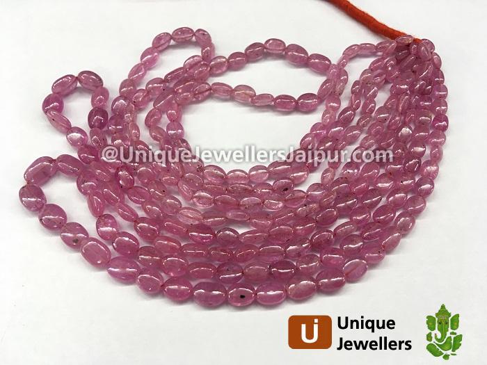 Pink Sapphire Smooth Oval Beads