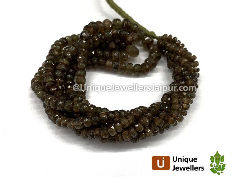 Green Andalusite Far Faceted Roundelle Beads