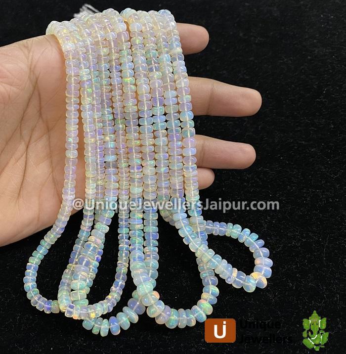 White Ethiopian Opal Far Smooth Roundelle Beads