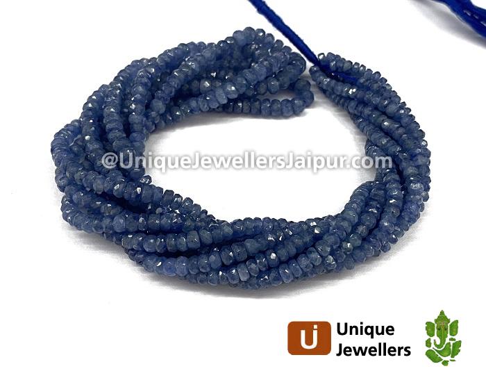Natural Burmese Blue Sapphire Faceted Roundelle Beads