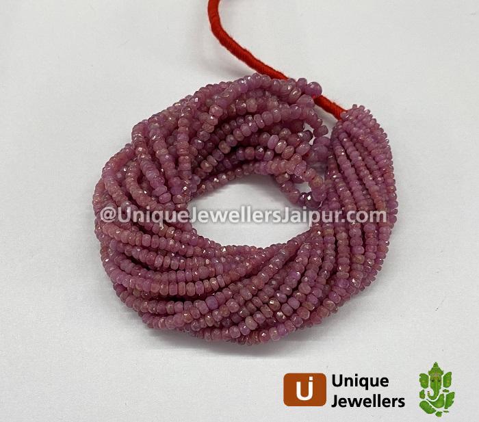 Natural Pink Sapphire Faceted Roundelle Beads