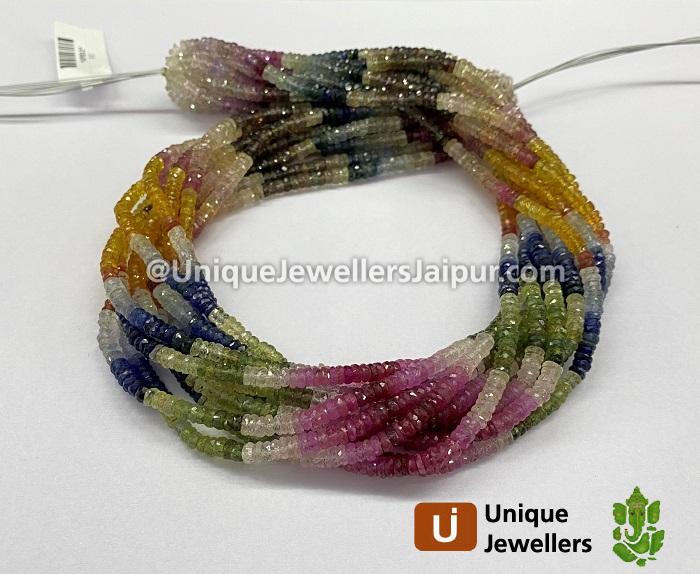 Multi Sapphire Far Faceted Tyre Beads