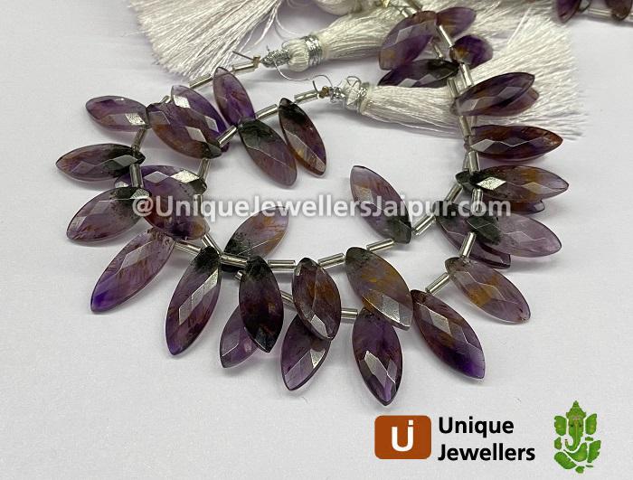 Amethyst Cacoxenite Faceted Markis Beads