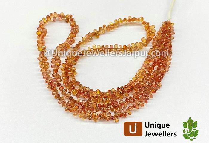 Moss Red Songea Sapphire Faceted Drops Beads