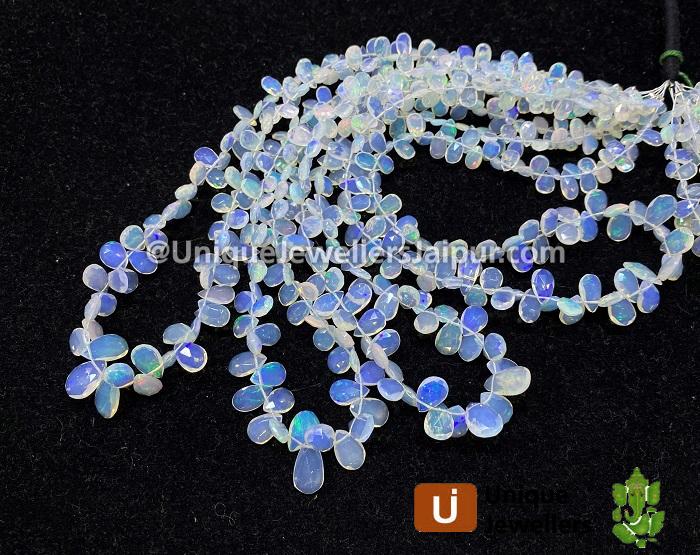 White Ethiopian Opal Faceted Pear Beads