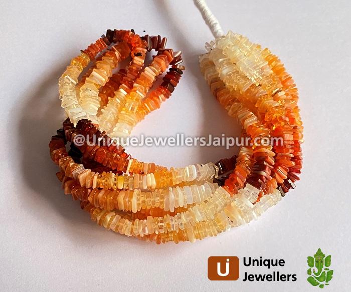Fire Opal Smooth Heishi Square Beads