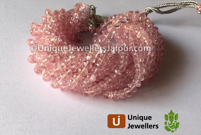 Top Quality Morganite Far Faceted Roundelle Beads