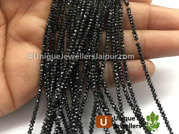 Black Diamond Faceted Roundelle Beads