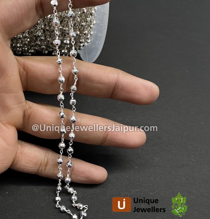 92.5 Silver Pyrite Wire Wrapped Rosary Chains
