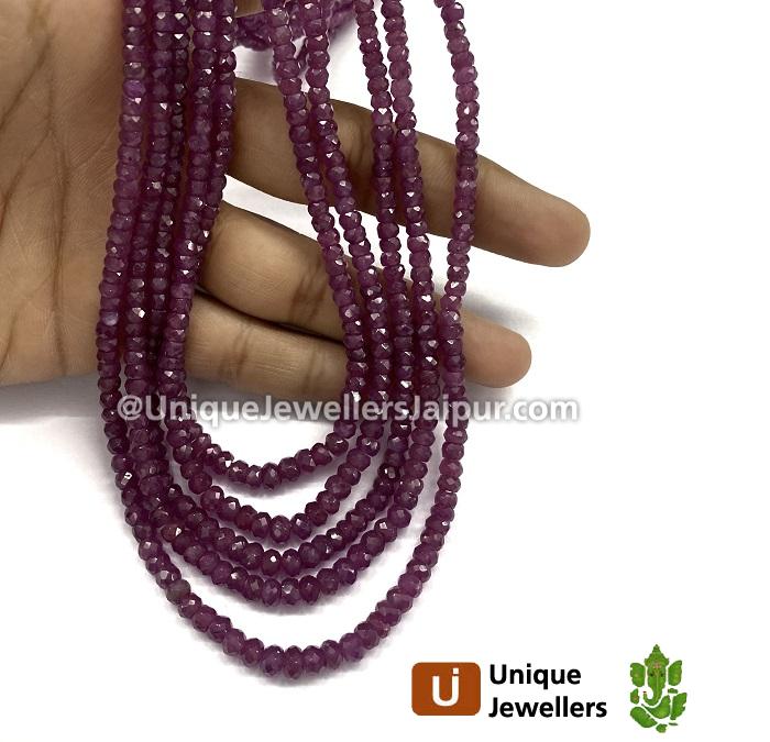 Ruby Faceted Roundelle Beads
