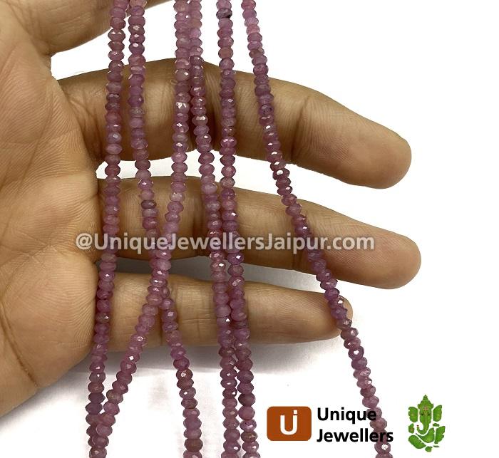 Natural Pink Sapphire Faceted Roundelle Beads