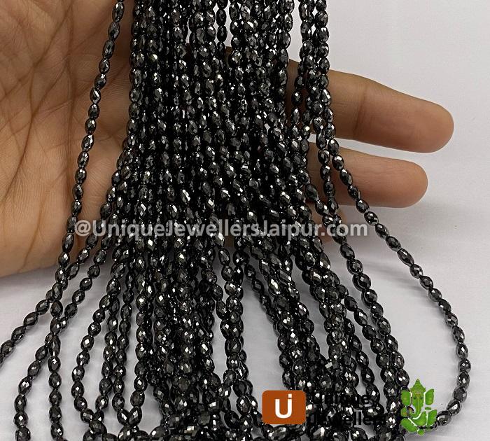 Black Diamond Faceted Barrel Beads