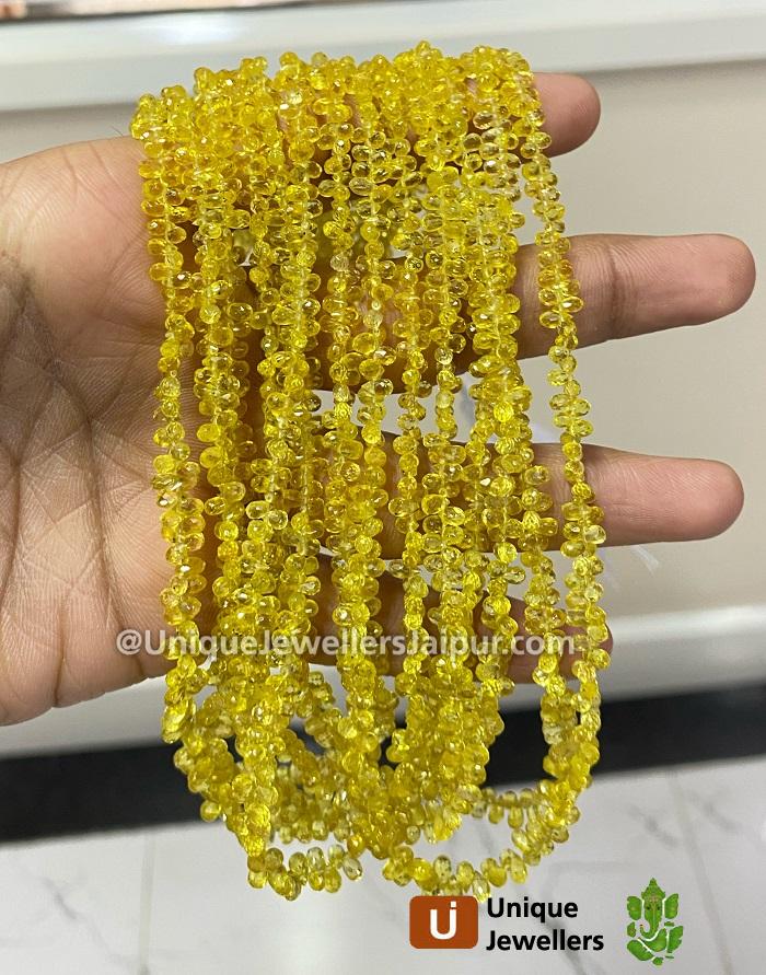 Yellow Songea Sapphire Faceted Drop Beads