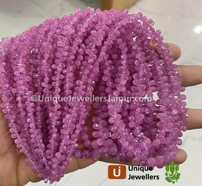 Pink Sapphire Faceted Drop Beads