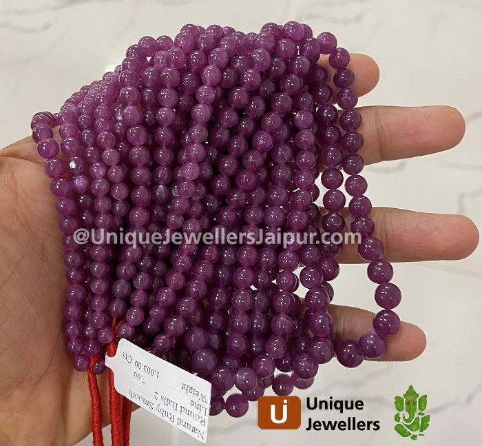 Natural Ruby Smooth Balls Beads