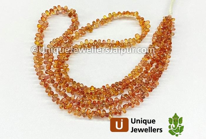Moss Red Songea Sapphire Faceted Drops Beads