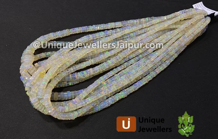 Off White Ethiopian Opal Fancy Smooth Bolt Beads