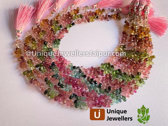 Tourmaline Faceted Drops Beads