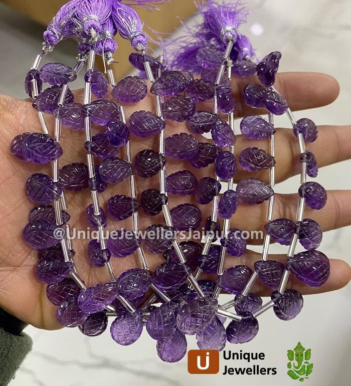 Amethyst Crown Carved Pear Beads