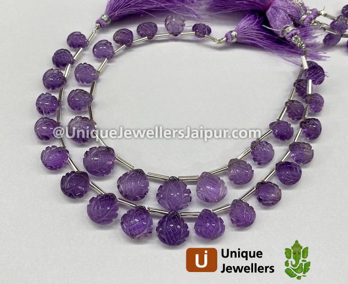 Amethyst Crown Carved Heart Beads