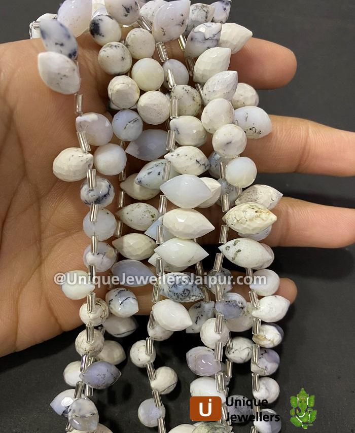 Dendritic opal faceted dew drops Beads