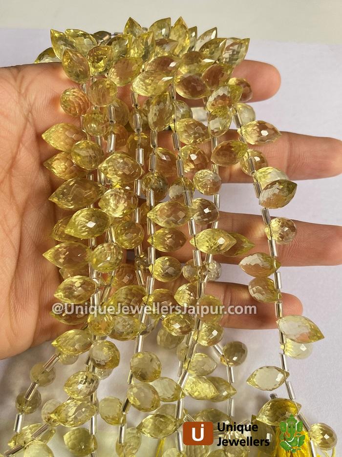 Lemon Quartz Faceted Dew Drops Beads
