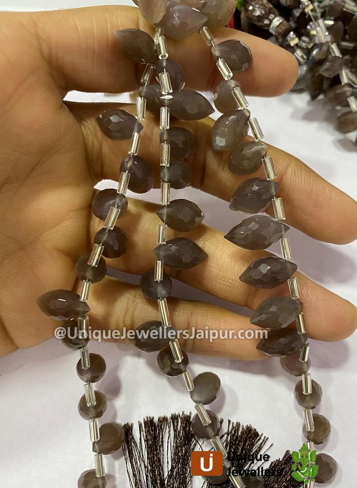 Chocolate Moonstone Faceted Dew Drops Beads