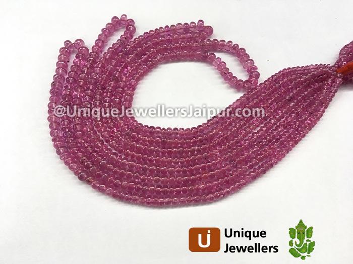Pink Sapphire Smooth Roundelle Beads