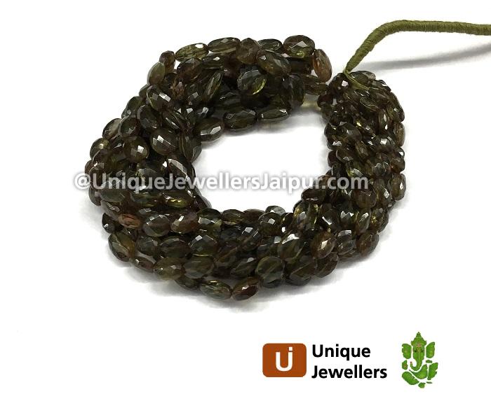 Green Andalusite Faceted Oval Beads
