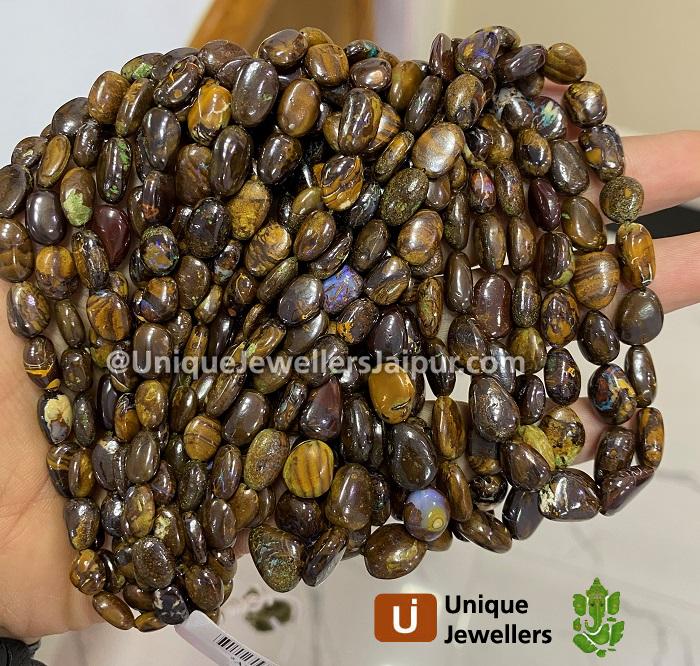 Australian Boulder Opal Smooth Oval Beads