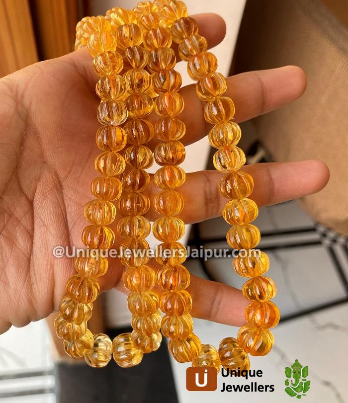 Citrine Carved Pumpkin Beads