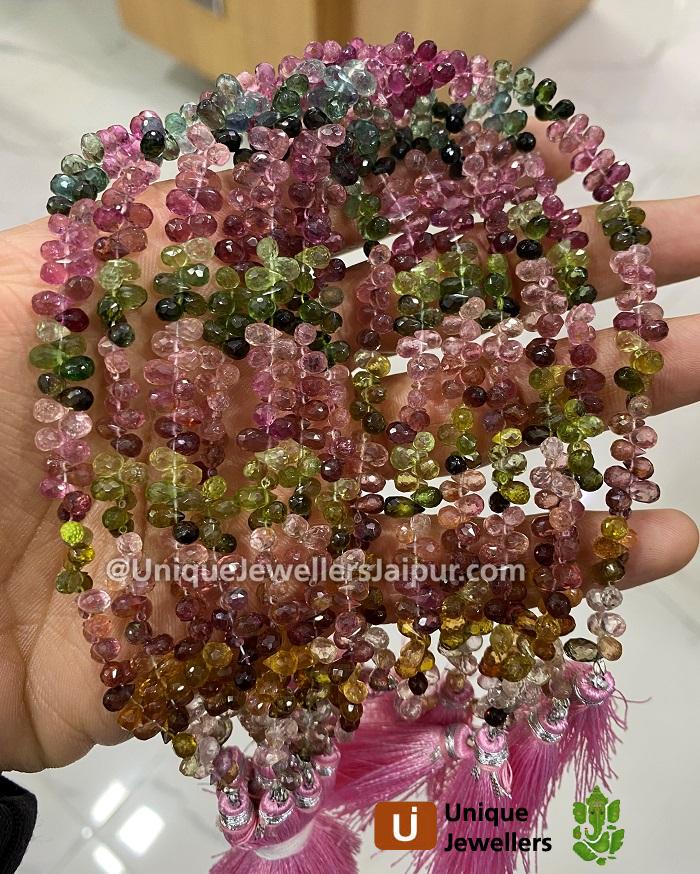 Tourmaline Faceted Drops Beads